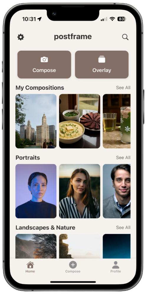 PostFrame app on iPhone